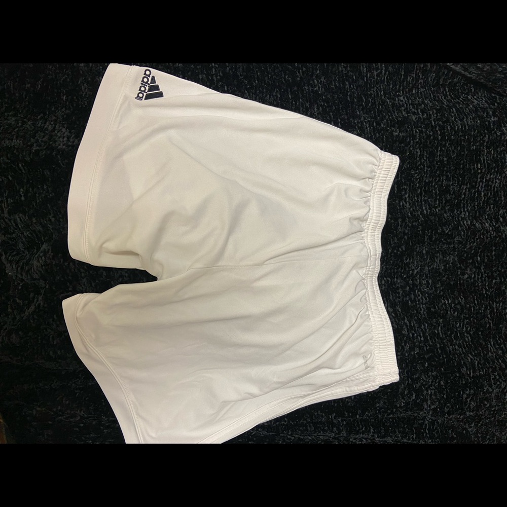 White Adidas mens soccer shorts